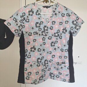 Cassandra O Scrub Top with Flower Design. Size M